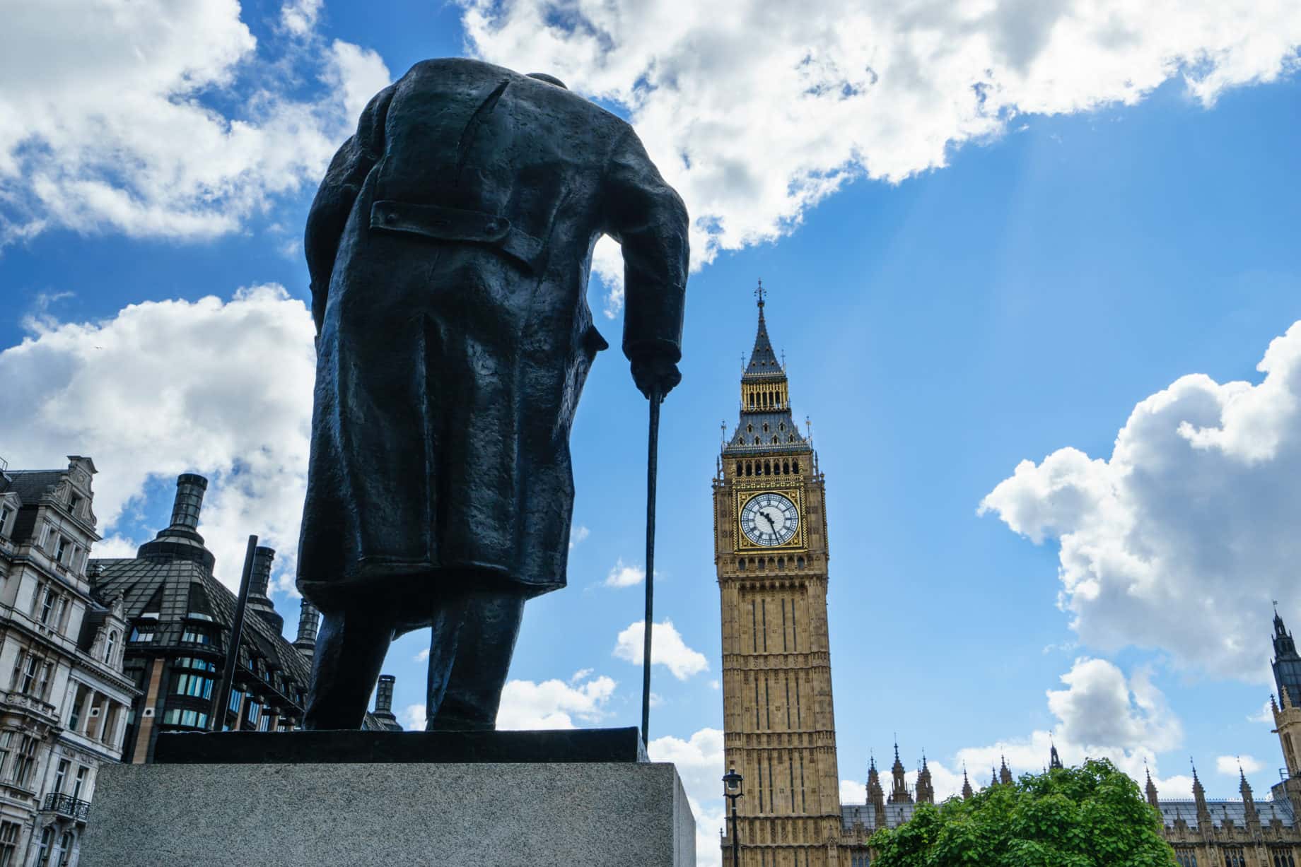 Big Ben and Winston Churchill's statue