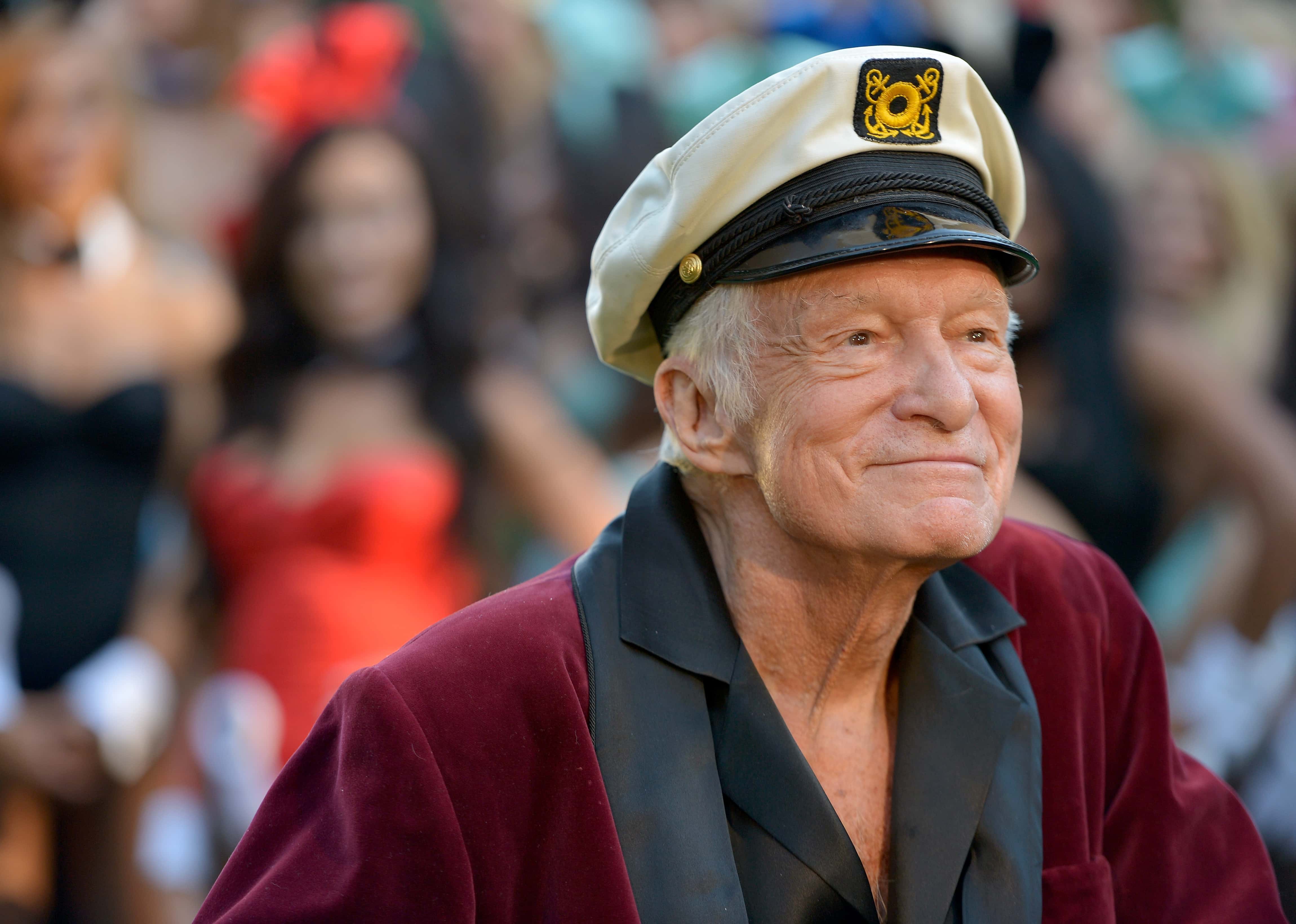 Hugh Hefner poses at Playboy's 60th Anniversary