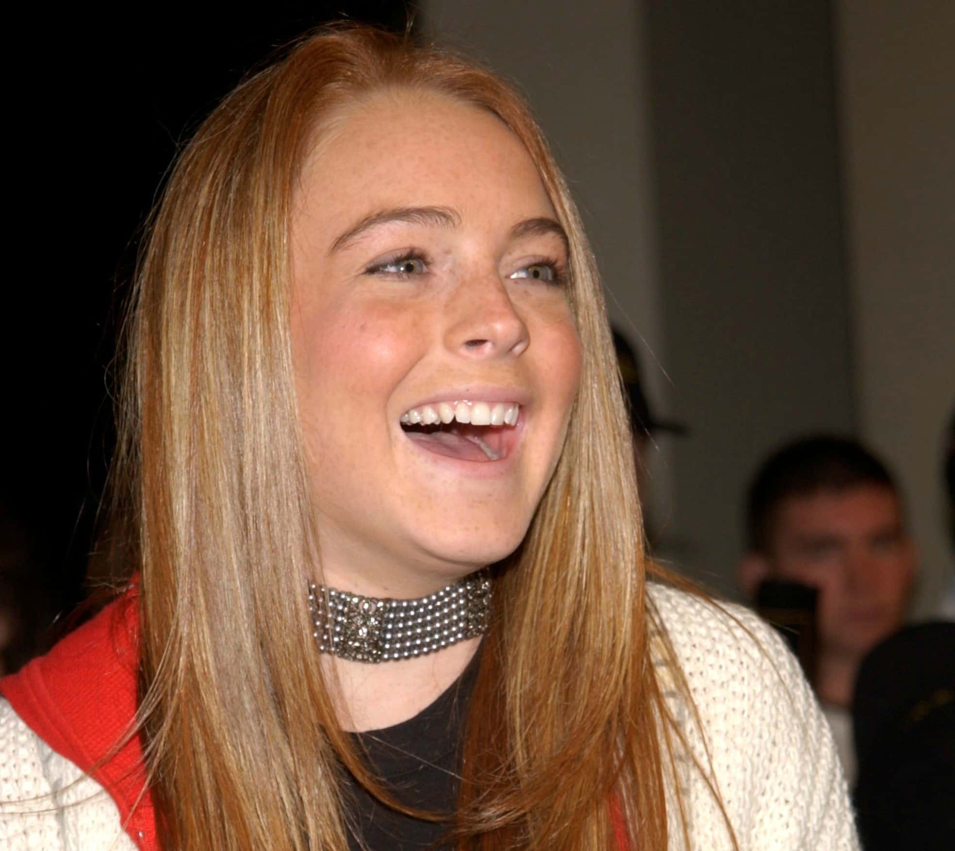 Actress Lindsay Lohan smiling