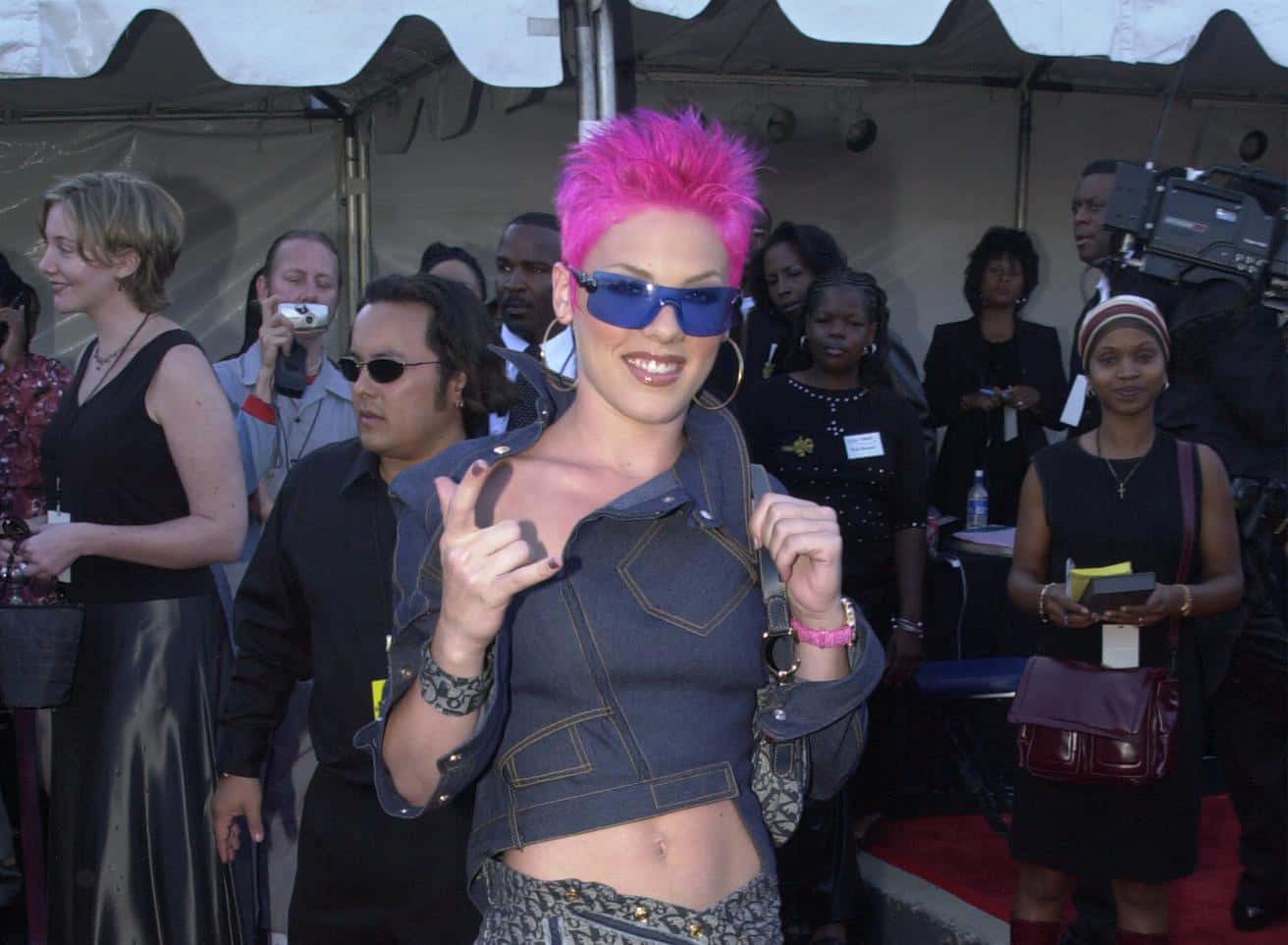 Singer "Pink" poses for photographers