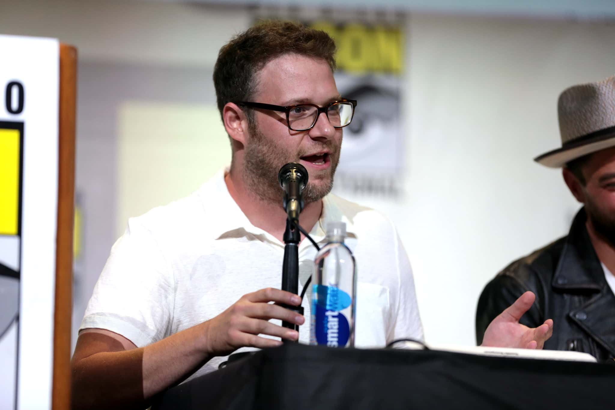 Seth Rogen speaking at the 2016 San Diego Comic Con International
