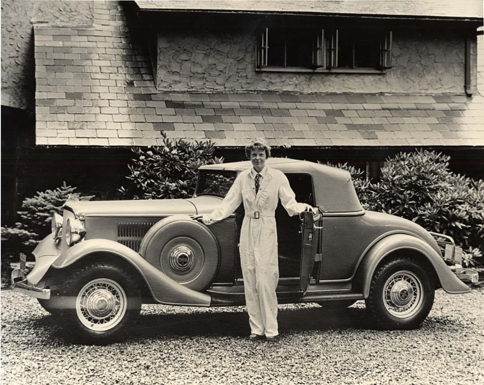 Amelia Earhart wearing white outfit