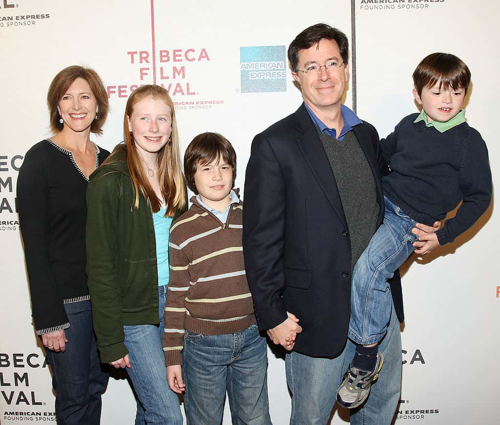 Actor/writer Stephen Colbert, wife Evelyn McGee and family