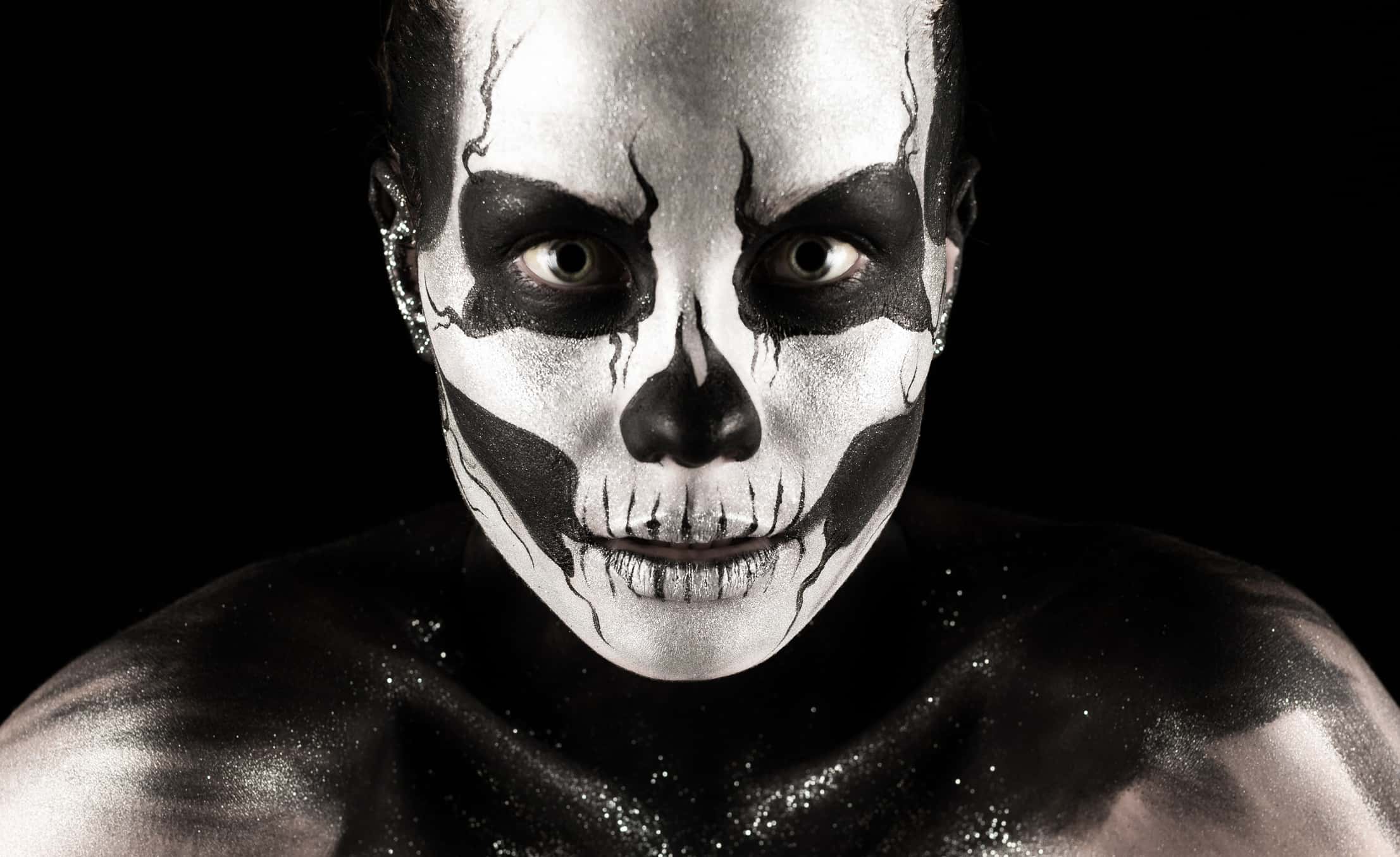 Pretty girl with skeleton tattoo