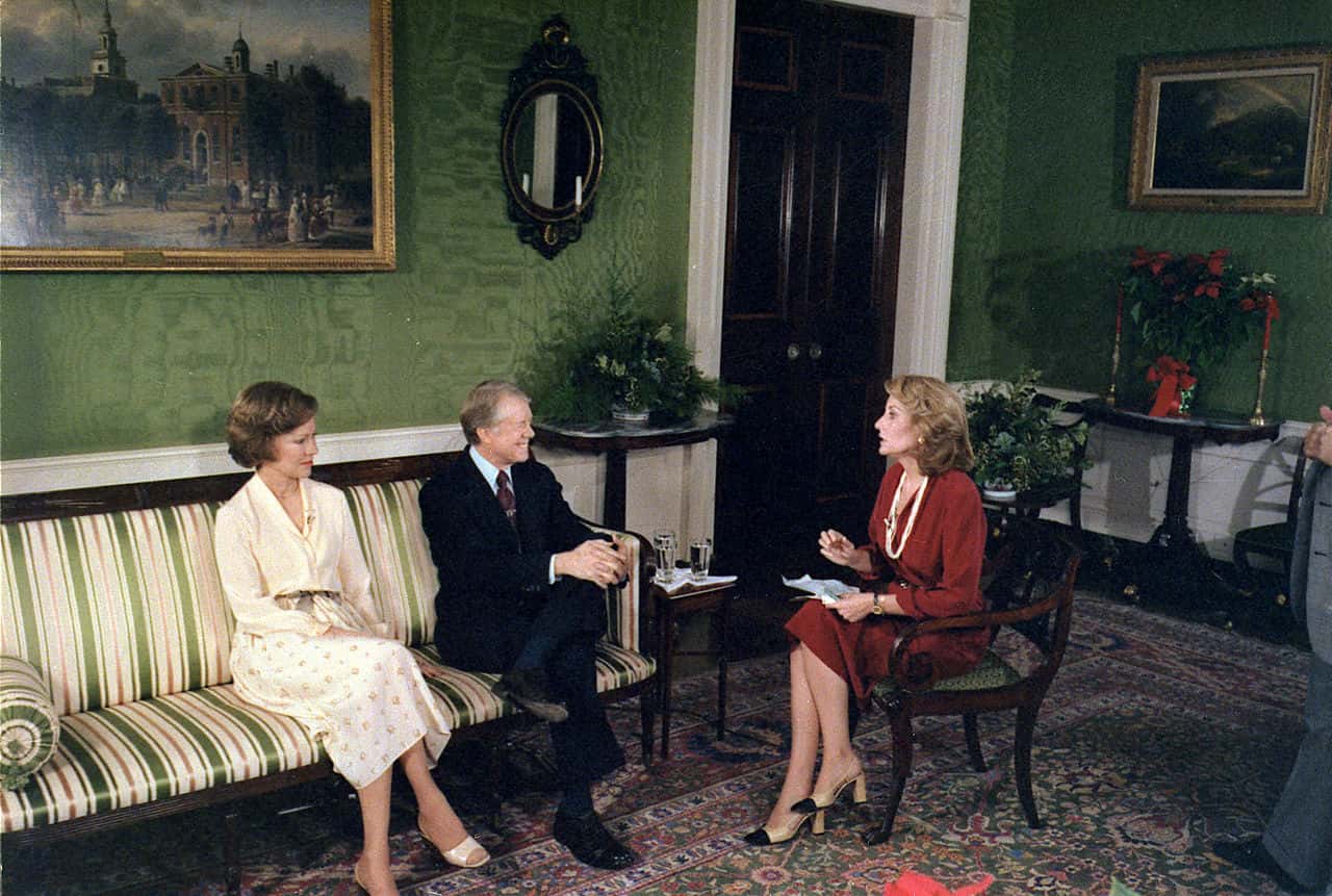Rosalynn Carter and Jimmy Carter during an interview with Barbara Walters