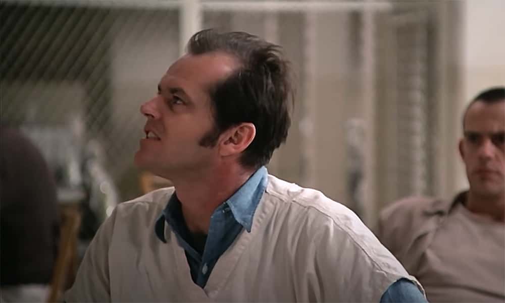 A visually captivating still taken from a pivotal moment in the film One Flew Over the Cuckoo's Nest (1975)