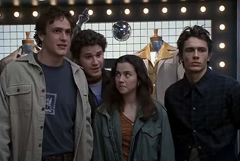 A visually captivating still taken from a pivotal moment in the television series Freaks and Geeks (1999–2000)