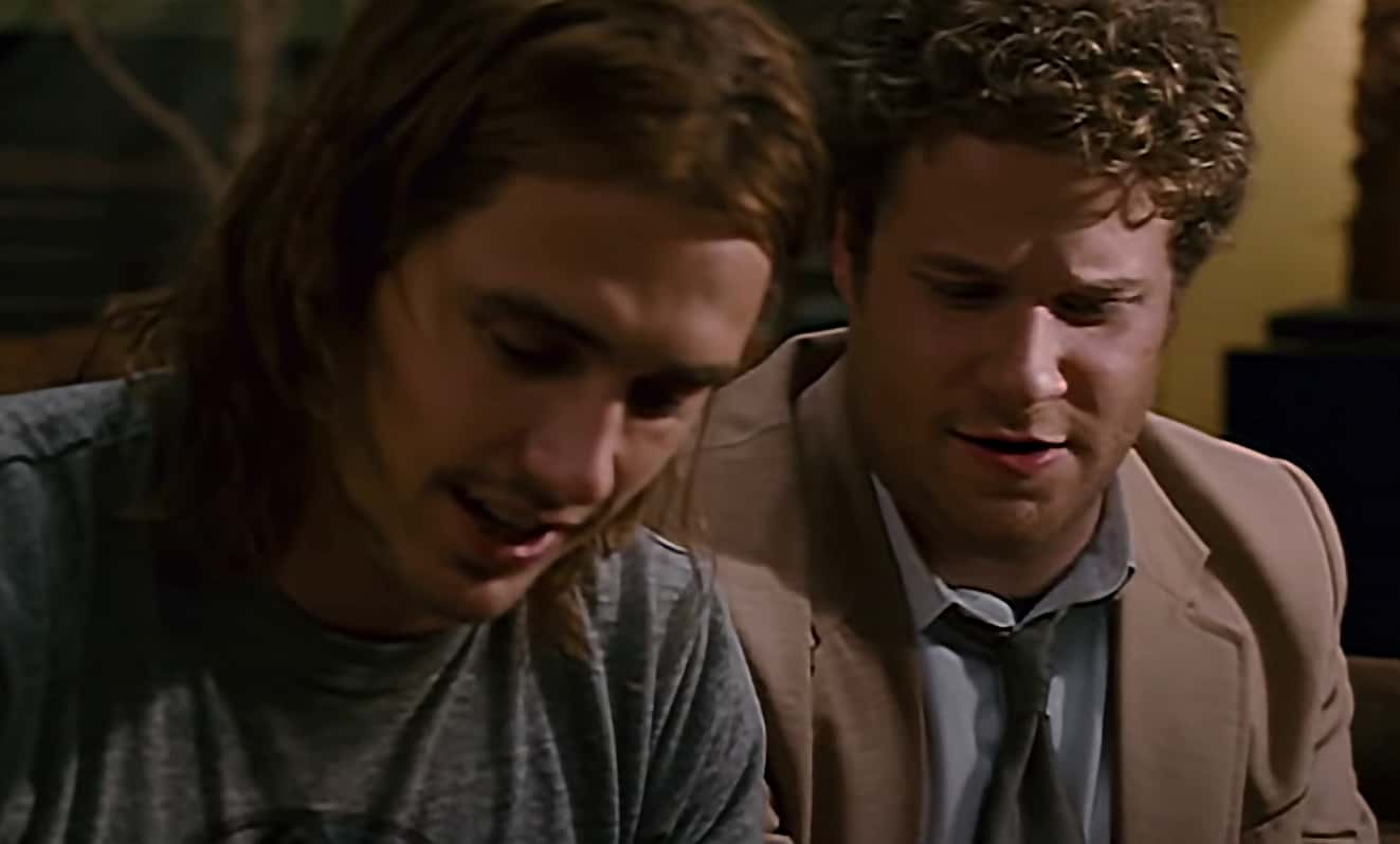 A visually captivating still taken from a pivotal moment in the film Pineapple Express (2008)
