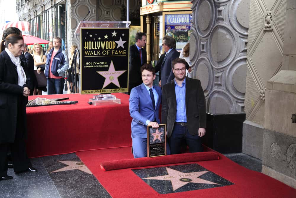 James Franco and Seth Rogen at a ceremony on the Hollywood Walk of Fame