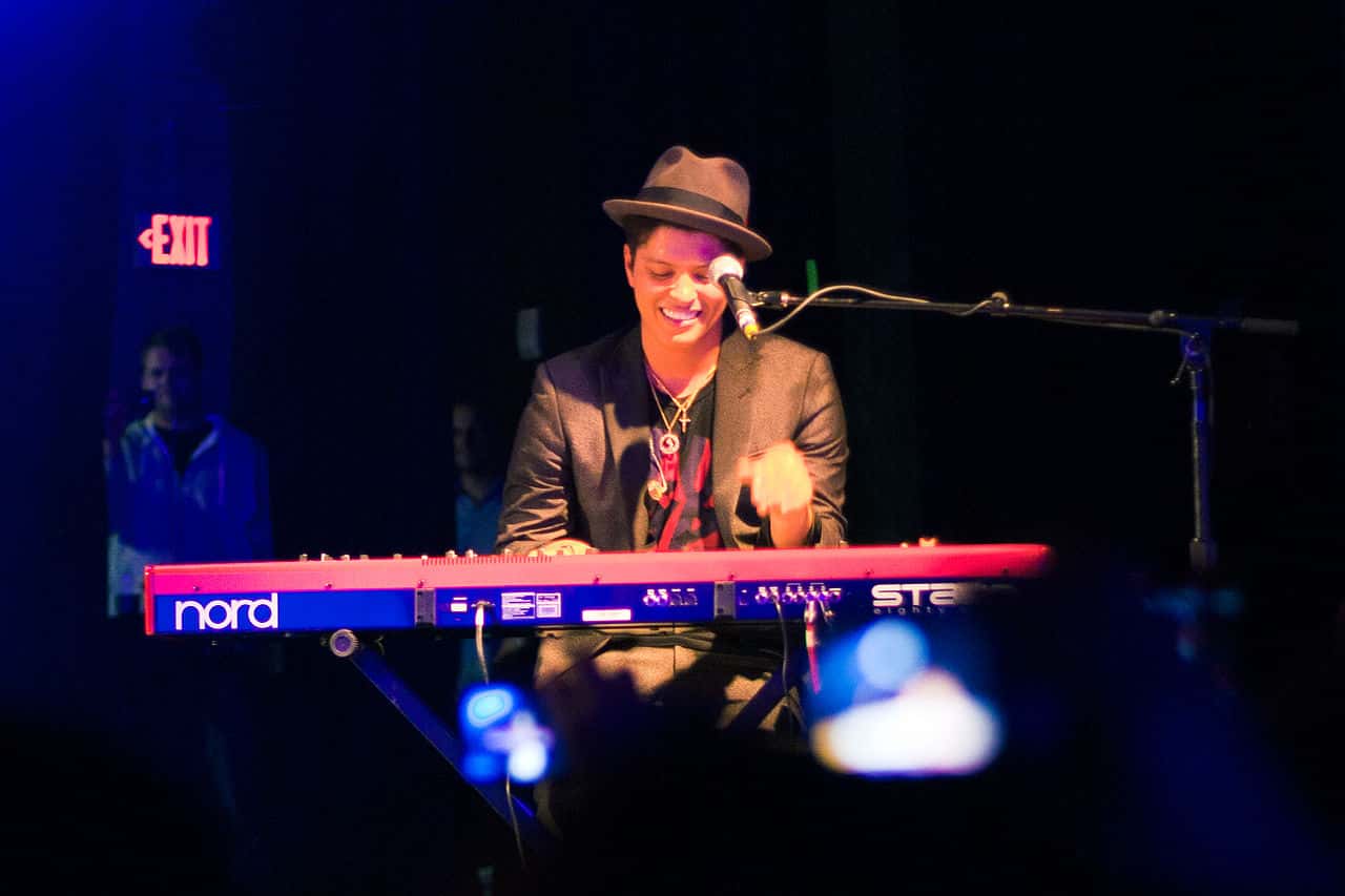Portrait Photo of Bruno Mars performing at Warehouse Live
