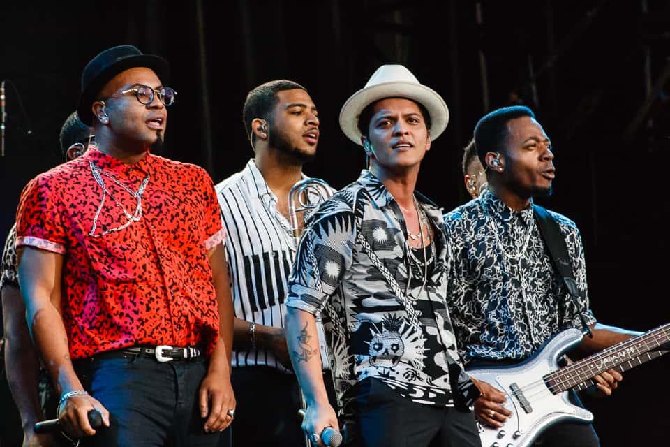 Bruno Mars performing at Wireless Festival Birmingham 2014.