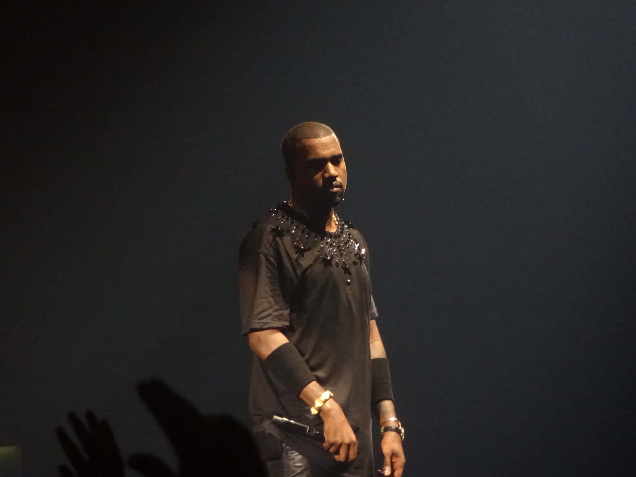 Kanye West in a black t-shirt