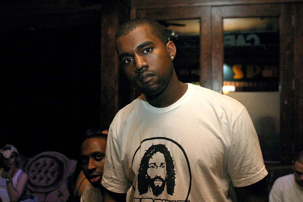 Kanye West in a white t- shirt