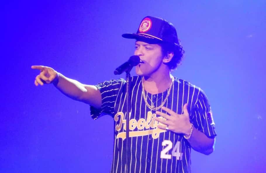 Bruno Mars performing live during his 24K Magic World Tour