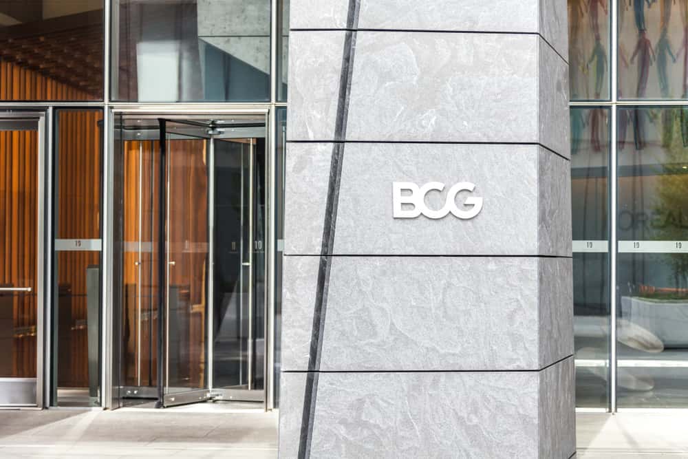 Logo of the BCG company in Hudson Yards in New York office