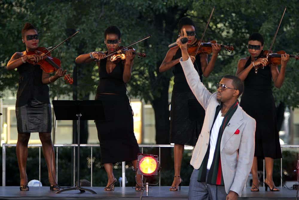 Kanye West on stage for ABC Good Morning America