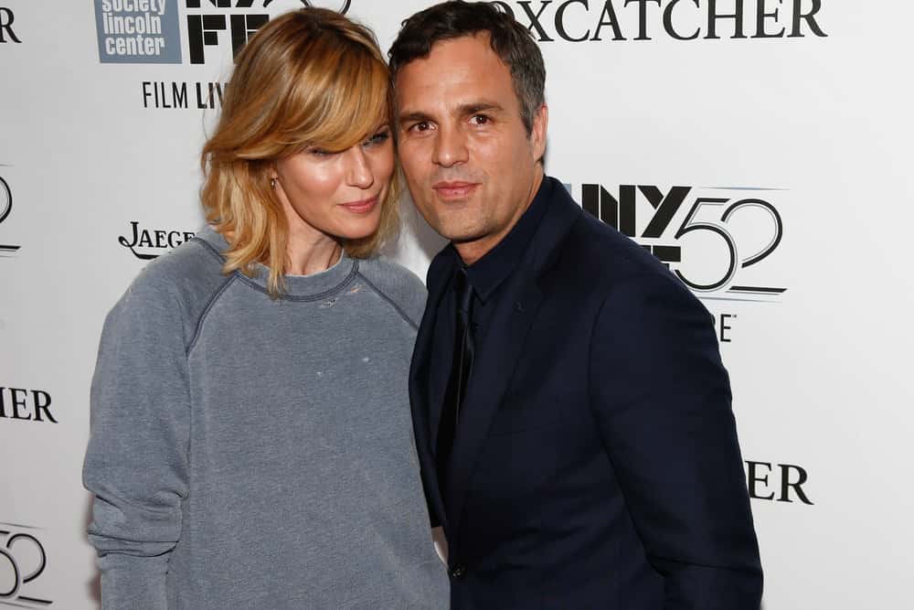 Actor Mark Ruffalo (R) and Sunrise Coigney attend the "Foxcatcher" premiere