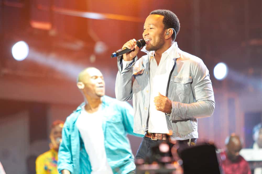 Singer John Legend performs at Orlando Stadium for the FIFA World Cup Kick Off