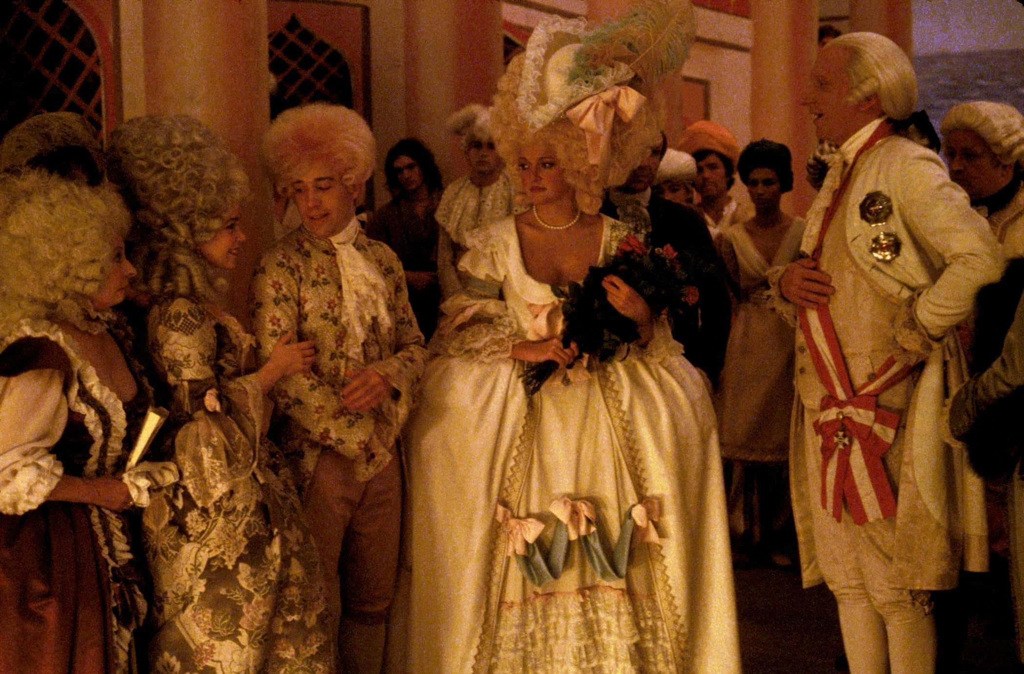 Screenshot: Wolfgang Amadeus Mozart at party - from Amadeus (1984)