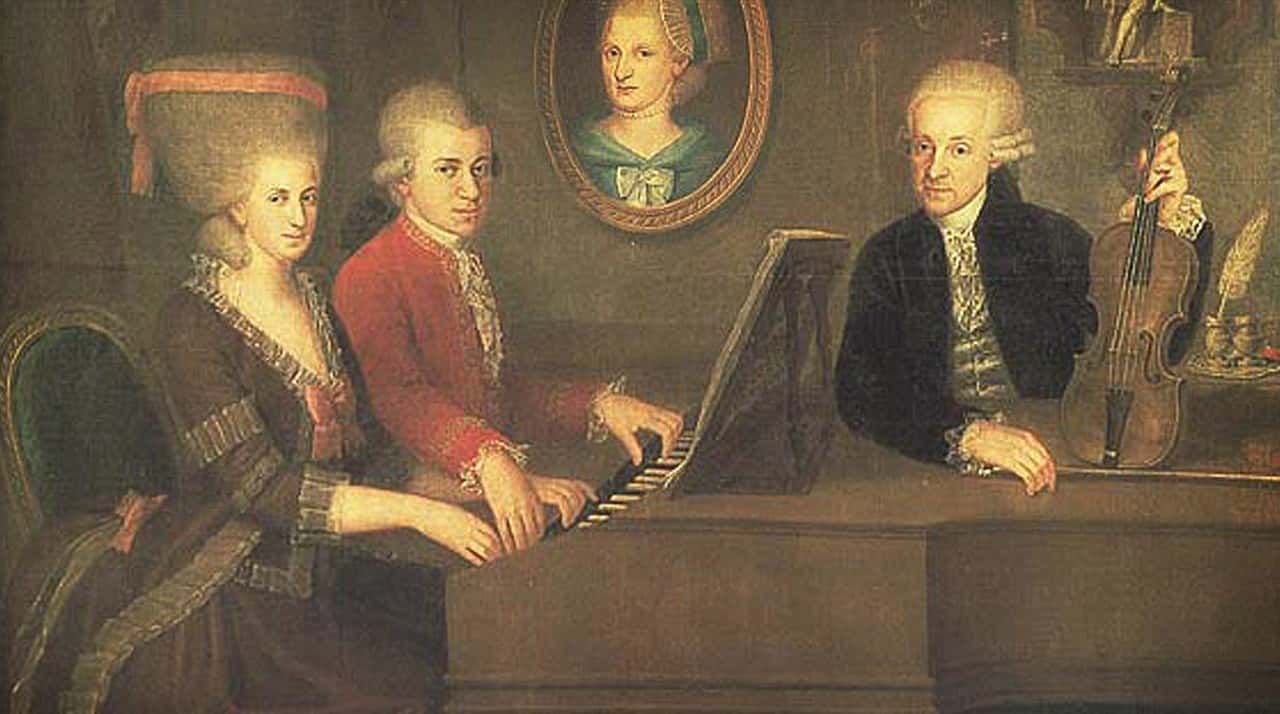 Mozart factsFamily portrait: Maria Anna ("Nannerl"), Wolfgang, Anna Maria (medallion) and Leopold Mozart - circa 1780