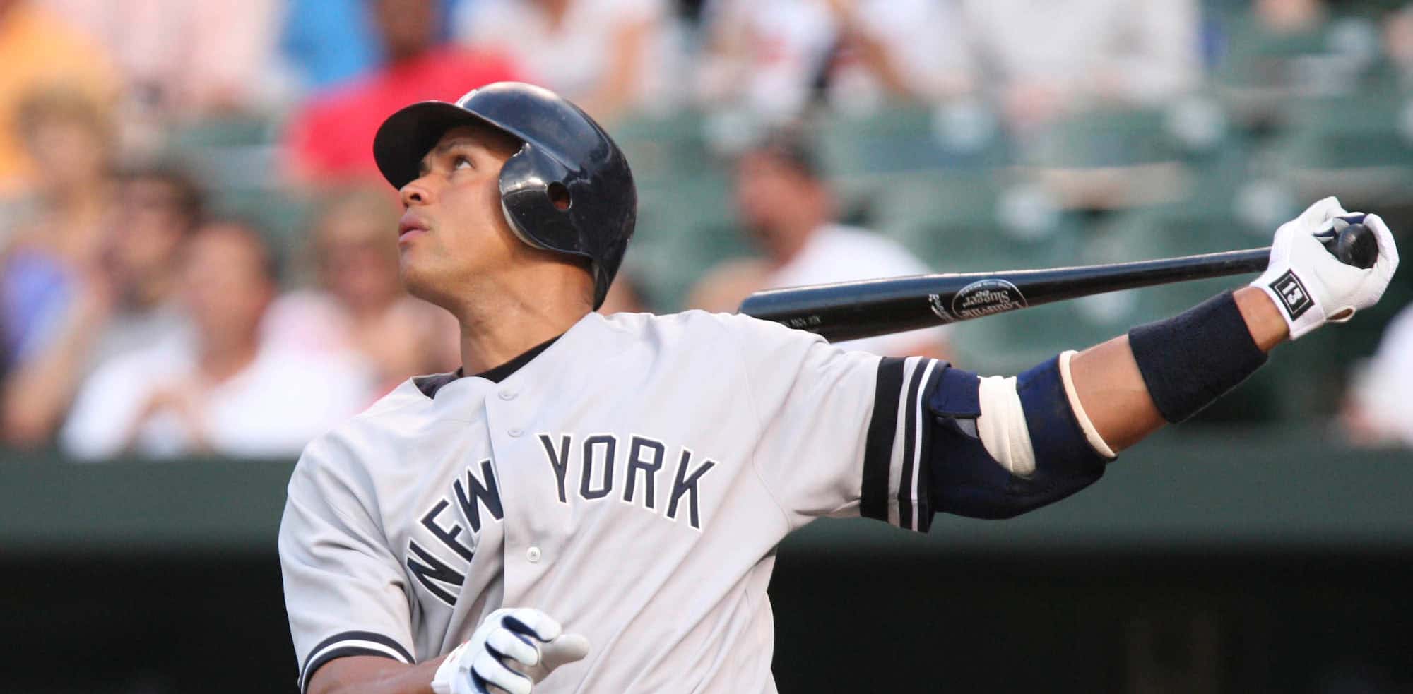 Alex Rodriguez (A-Rod) batting for the New York Yankees during a game
