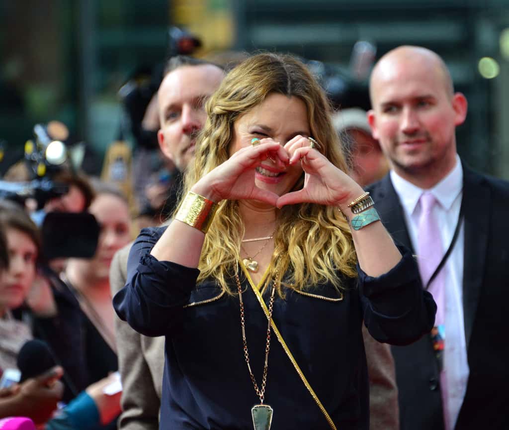 Drew Barrymore wearing black top