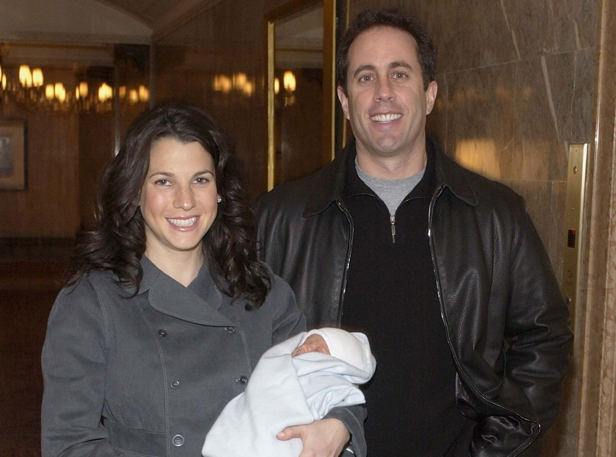 Jessica Seinfeld and Jerry Seinfeld with their new baby boy, Julian Kal