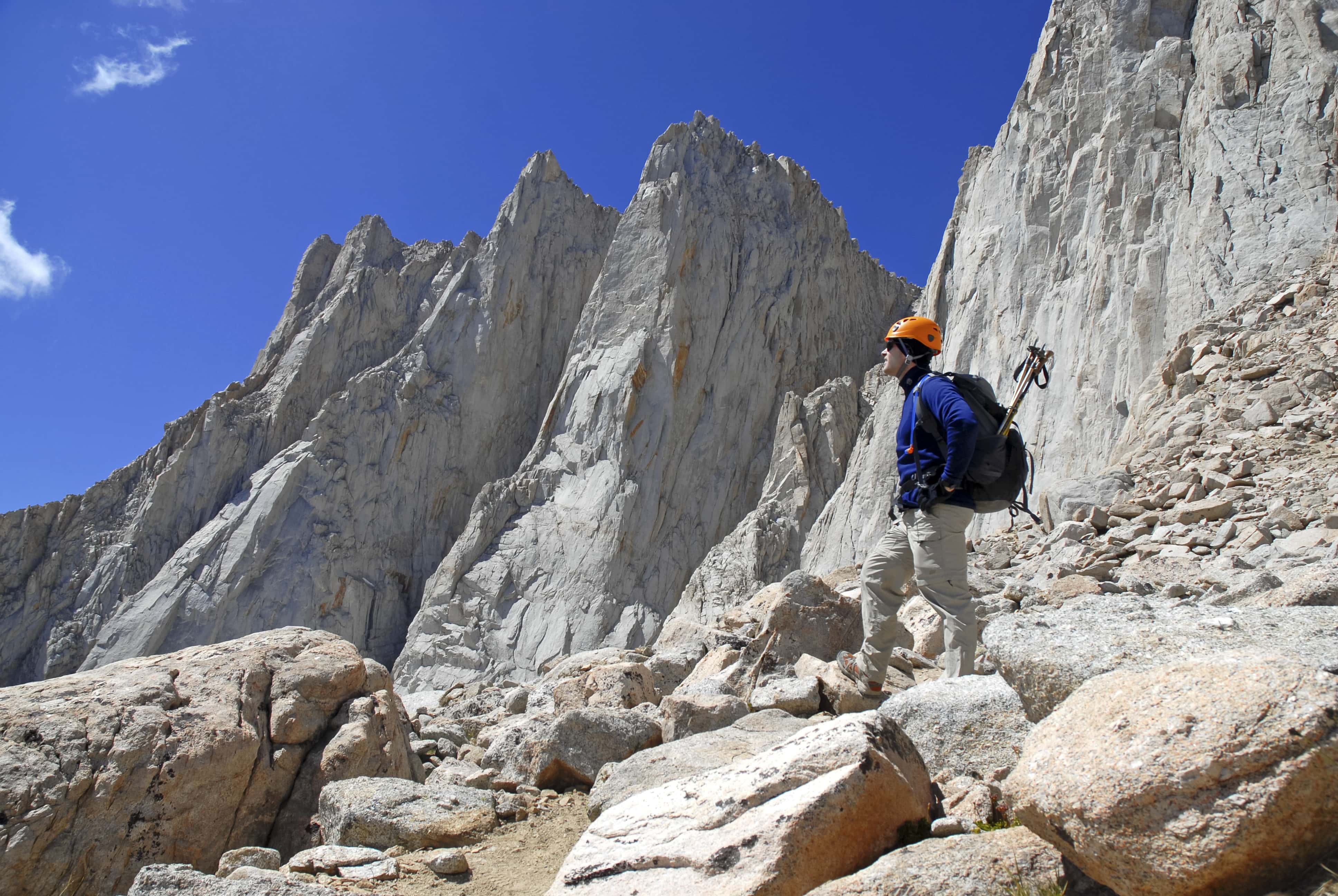 Mountain climber on Mount Whitney, Sierra Nevada Mountains