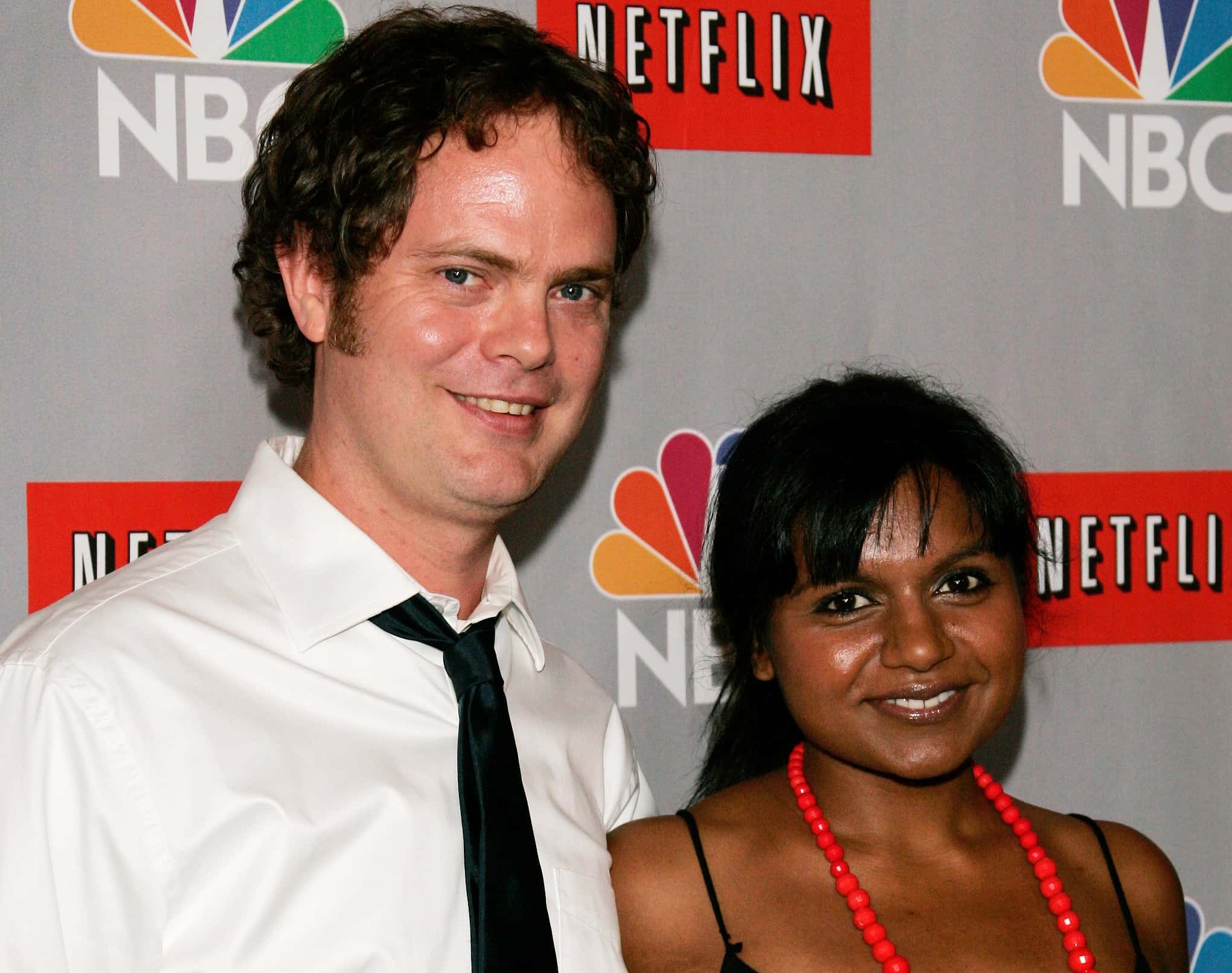 Rainn Wilson and Mindy Kaling (L-R) of NBC's "The Office" arrive at the NBC All-Star Party