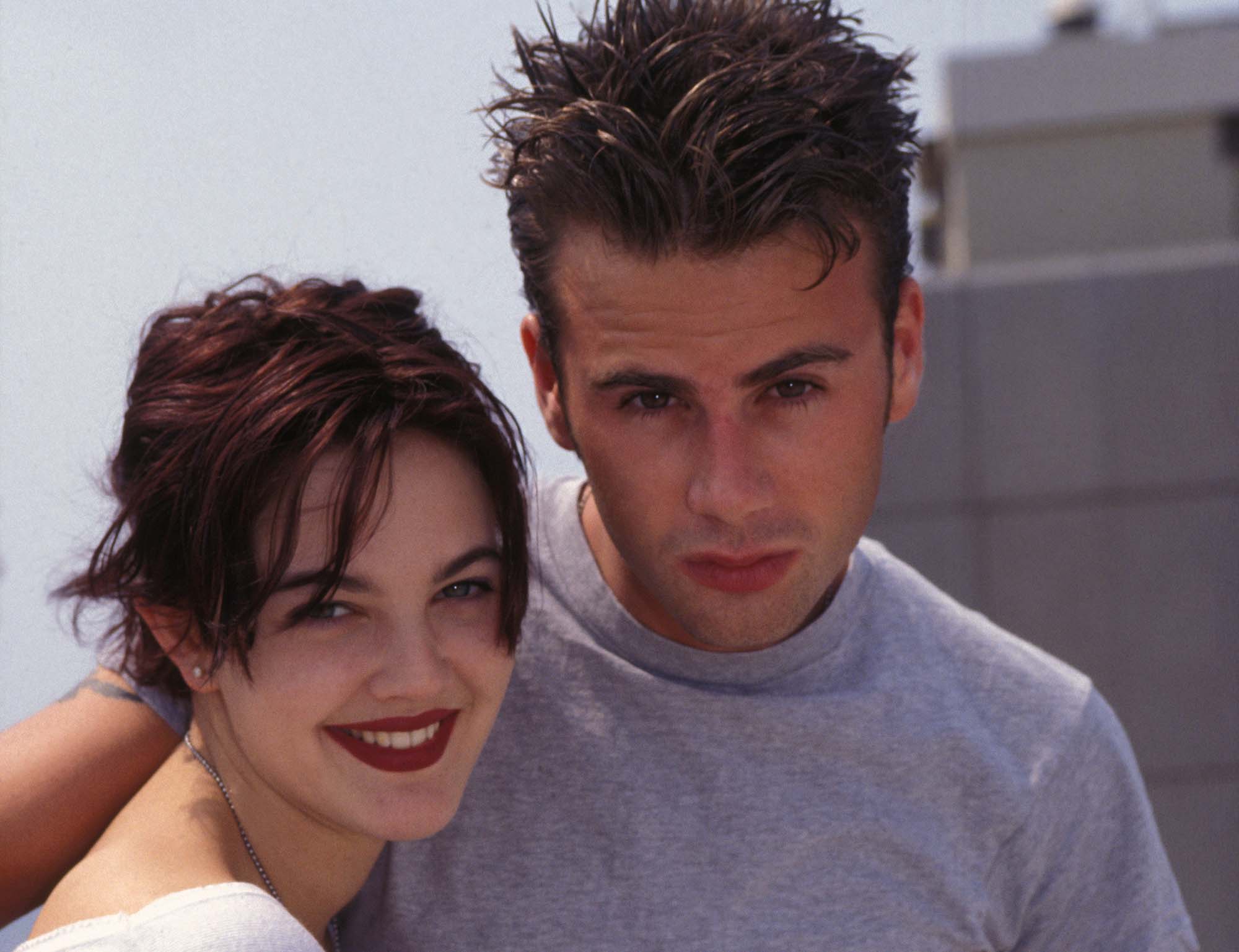 Actress Drew Barrymore and her friend Jamie Walters