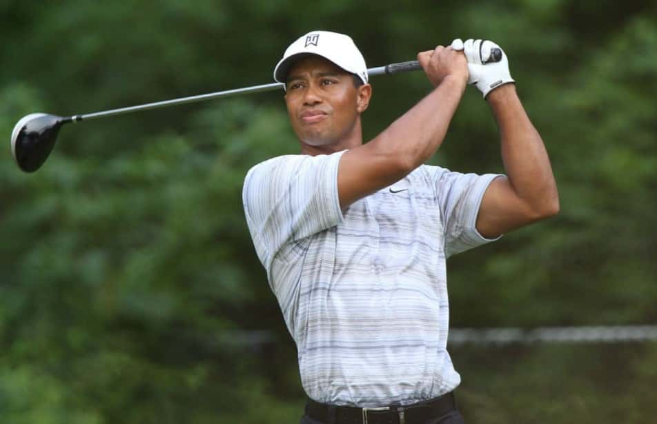Tiger Woods wearing white shirt