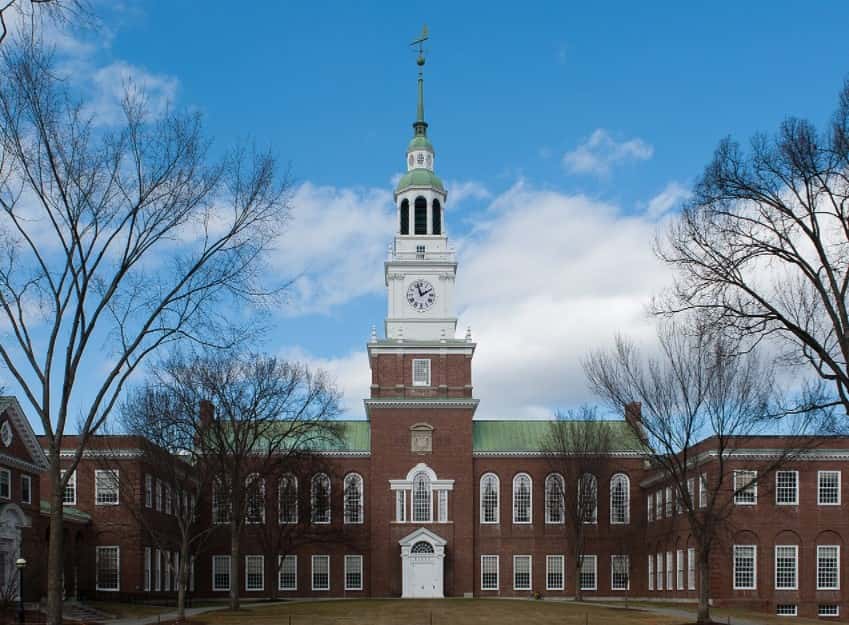 The image depicts Baker-Berry Library at Dartmouth College
