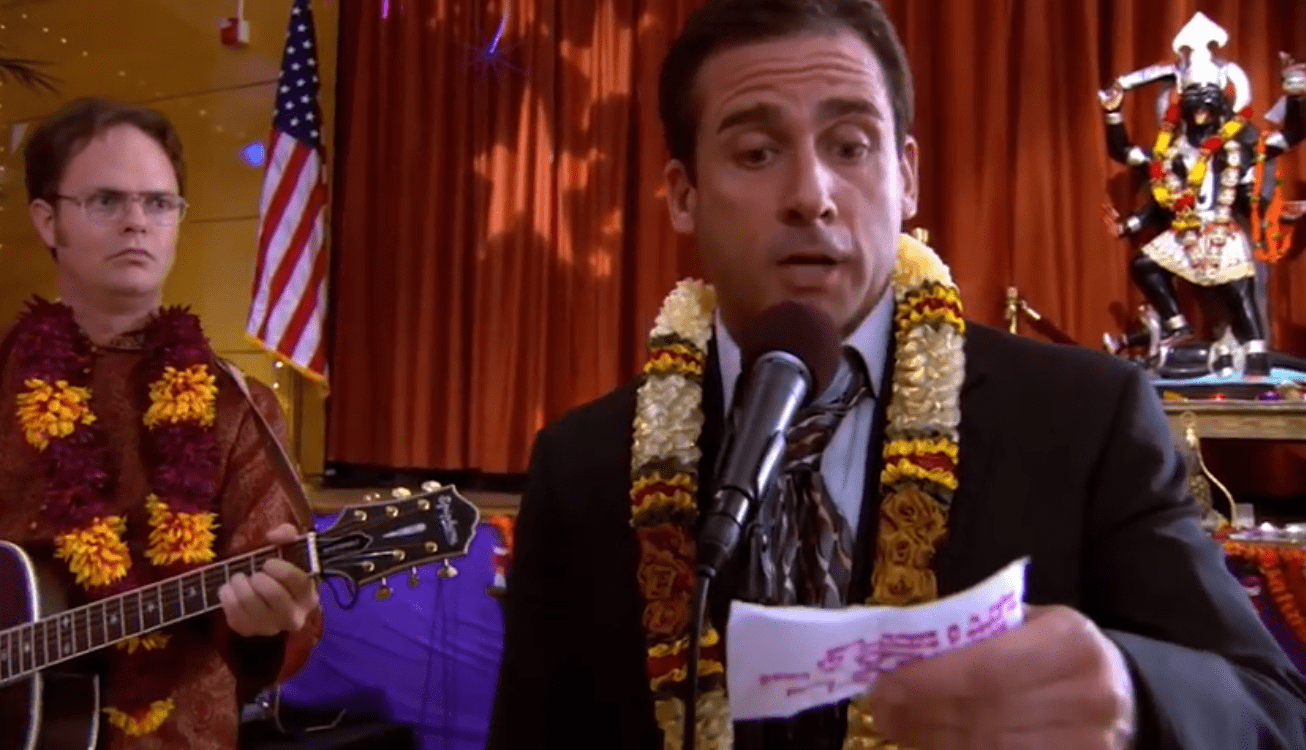 A visually captivating still taken from a pivotal moment in the television sitcom The Office (2005-2013)