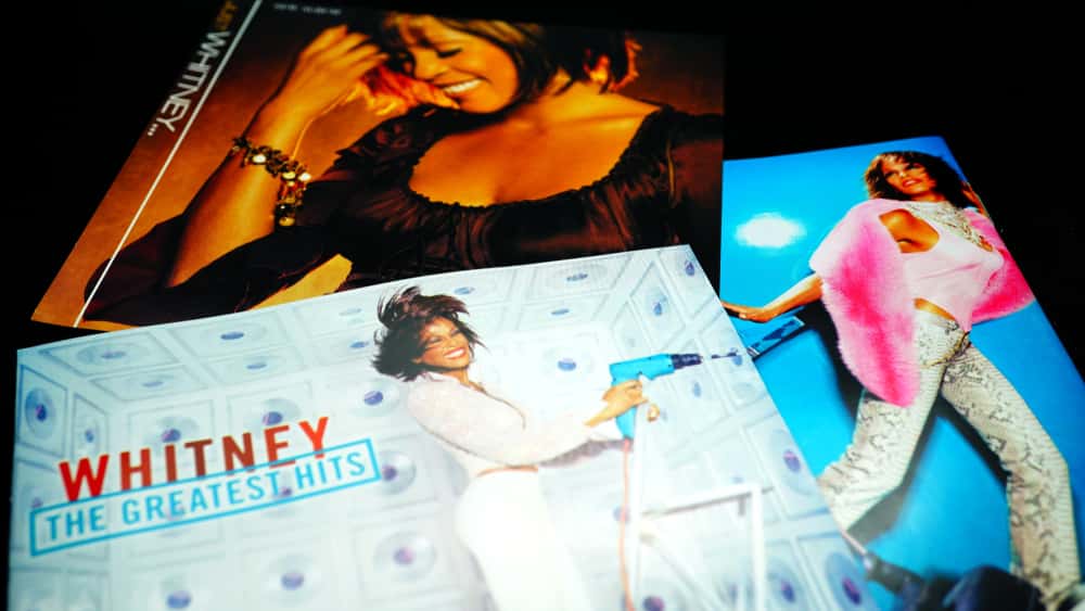 Collection of covers and cd inserts of Whitney Houston albums - 2019