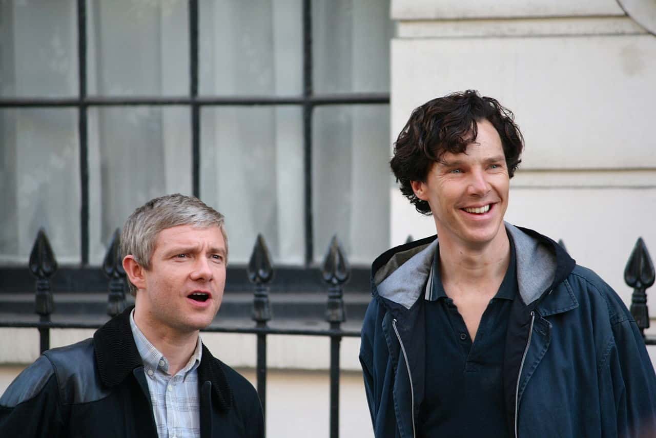 Martin Freeman + Benedict Cumberbatch while filming 