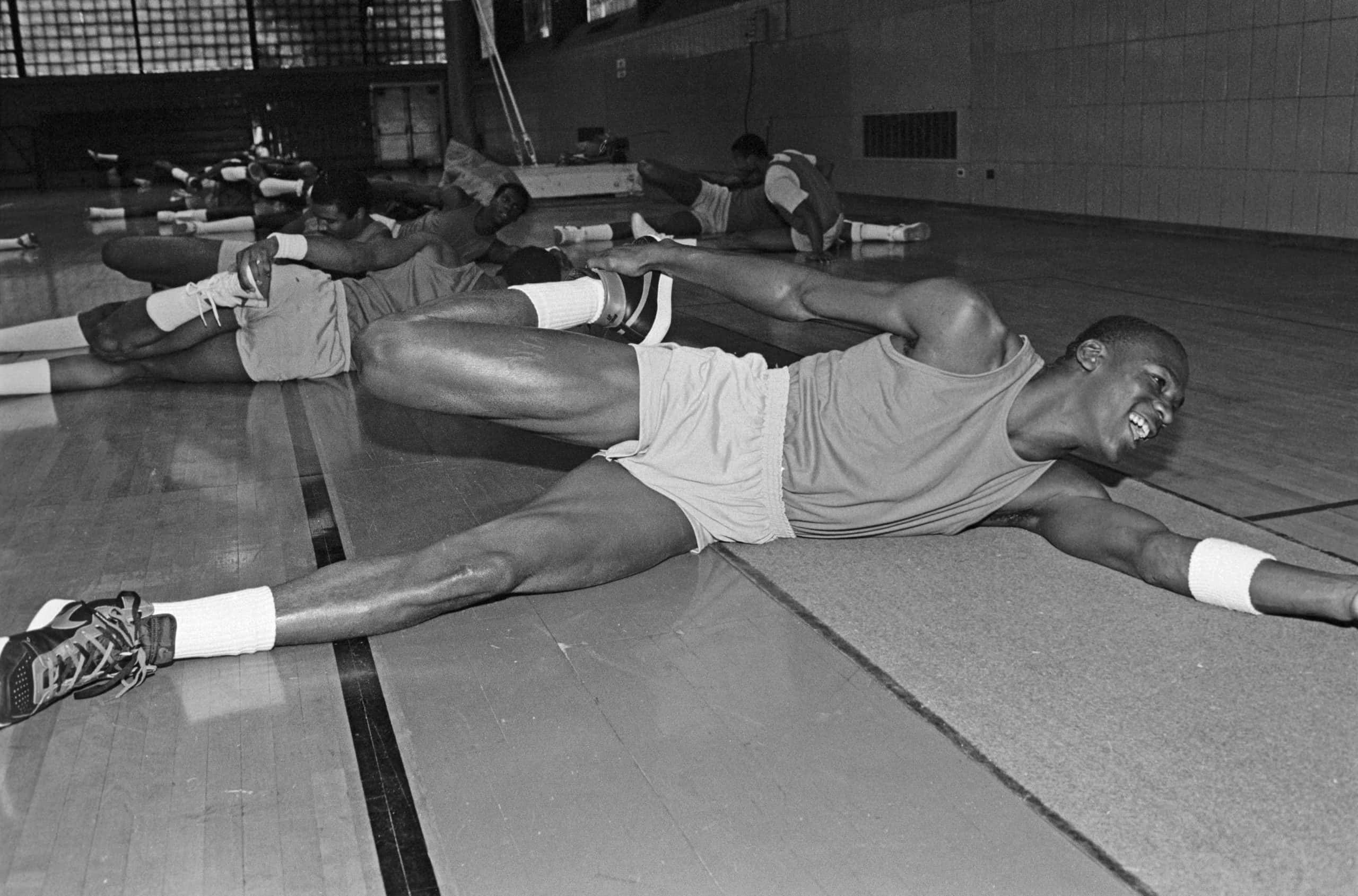 Michael Jordan Doing Stretching Exercises