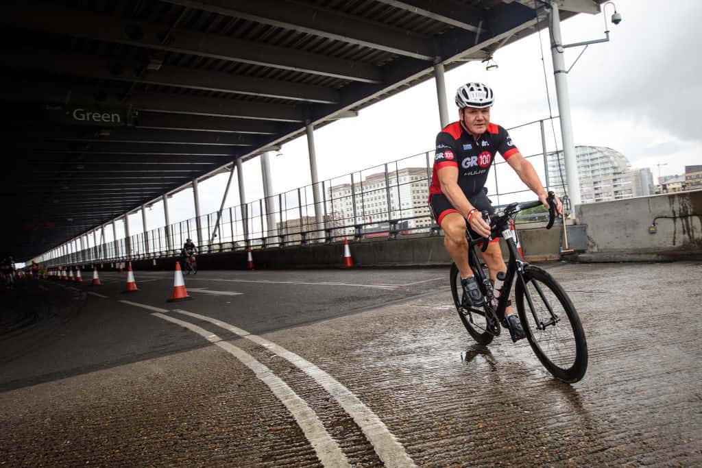 Chef Gordon Ramsay takes part in the cycle stage
