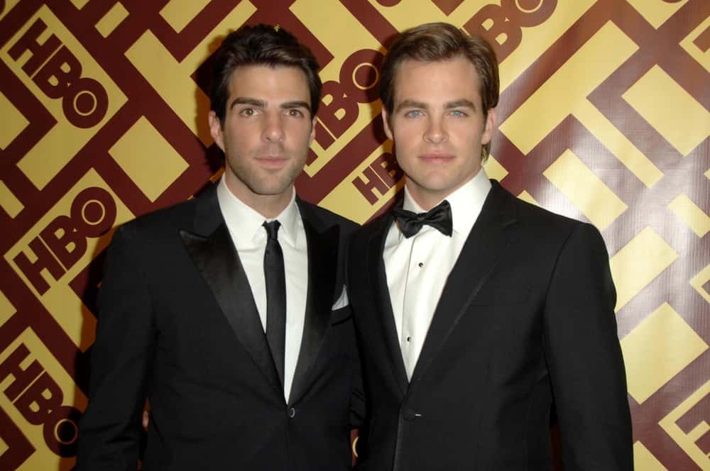 Zachary Quinto and Chris Pine at the HBO Golden Globe Awards After Party