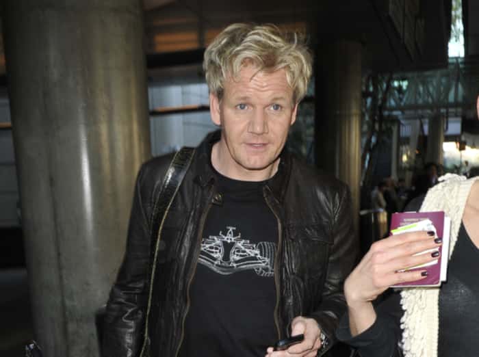 Gordon Ramsey in a black leather jacket