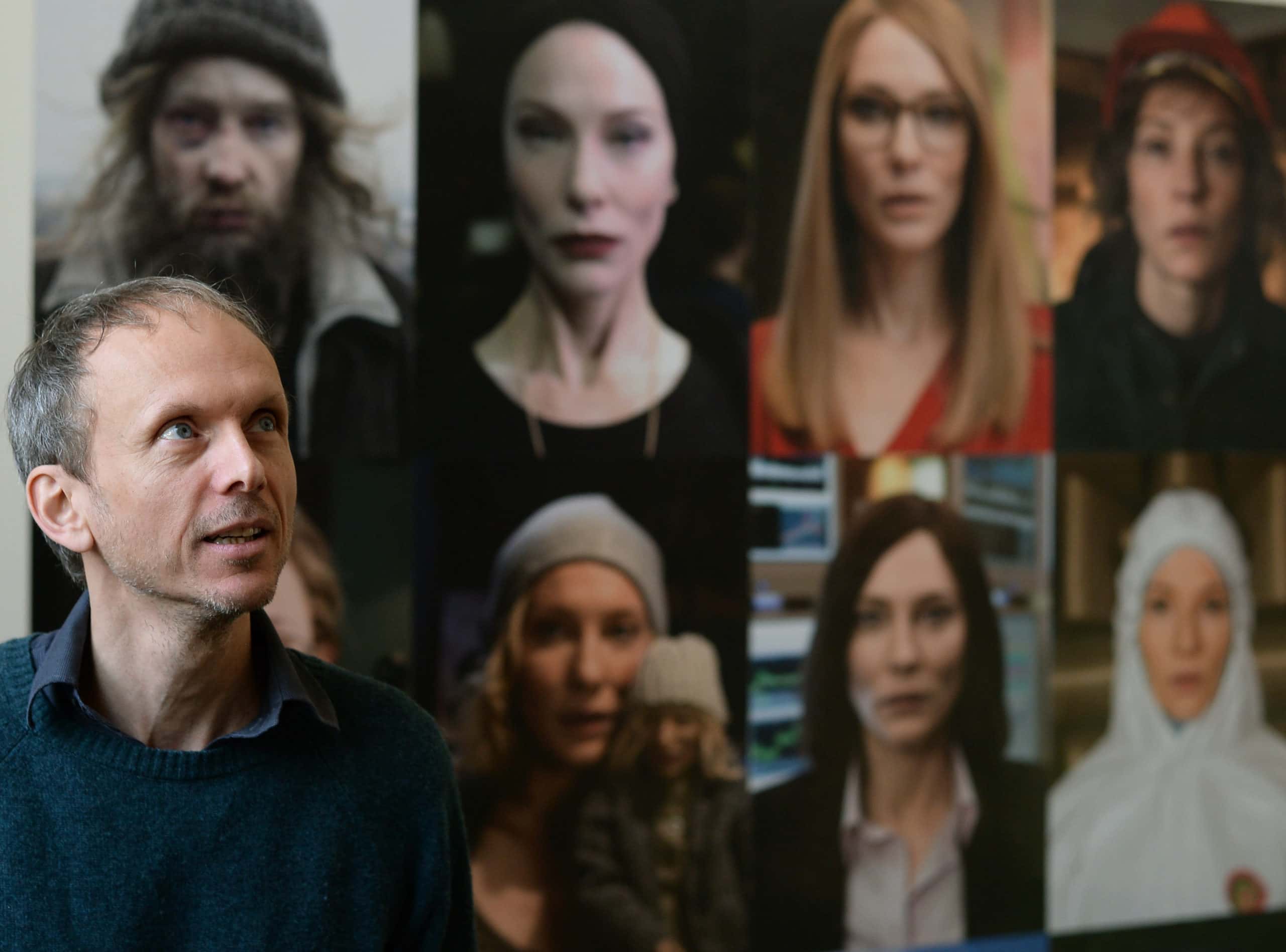 German artist Julian Rosefeldt poses in his 'Manifesto' exhibition, an installation consisting of 13 simultaneously presented films