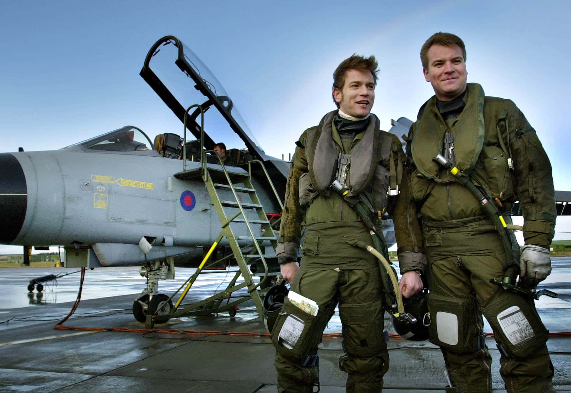 Ewan McGregor and his brother Colin McGregor prepare to take to the skies over Scotland in an RAF Tornado jet