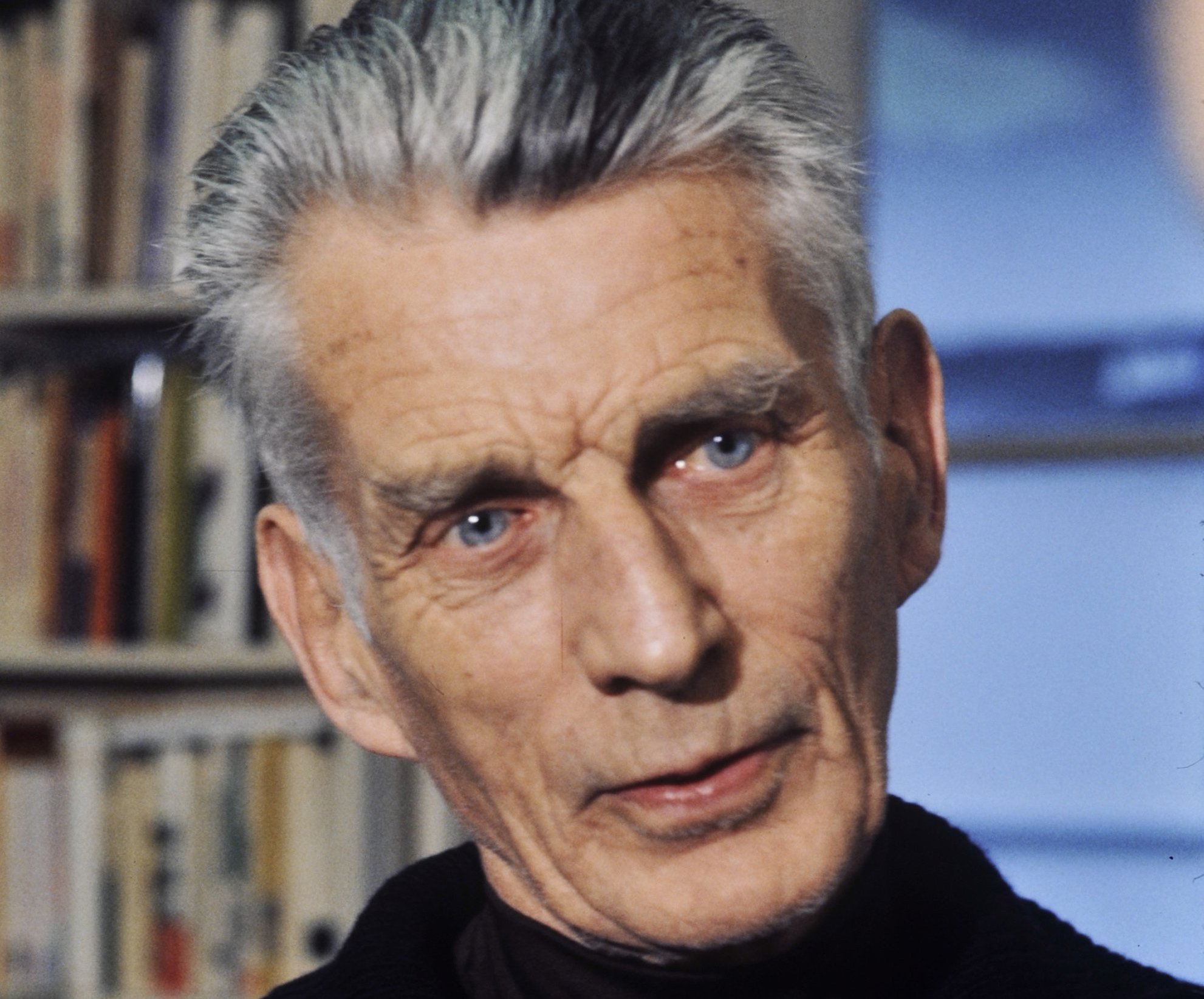 Samuel Beckett writer in black turtleneck 
