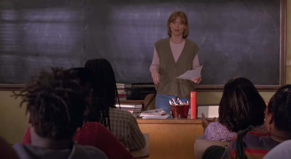 A visually captivating still taken from a pivotal moment in the film Dangerous Minds (1995)