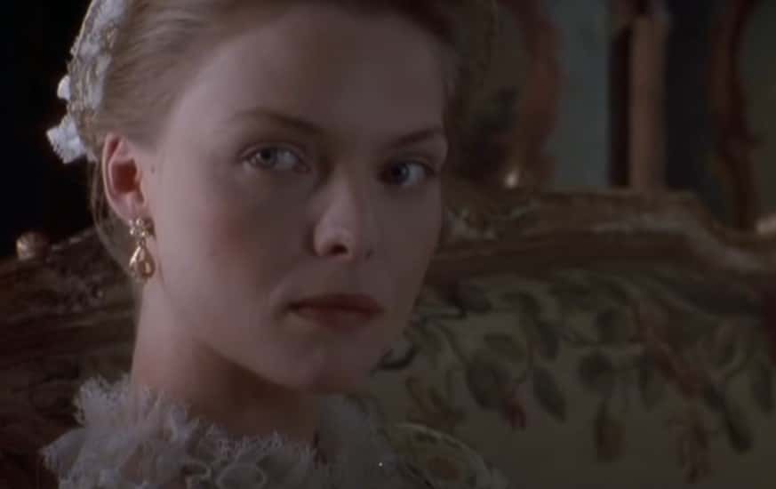 A visually captivating still taken from a pivotal moment in the film Dangerous Liaisons (1988)