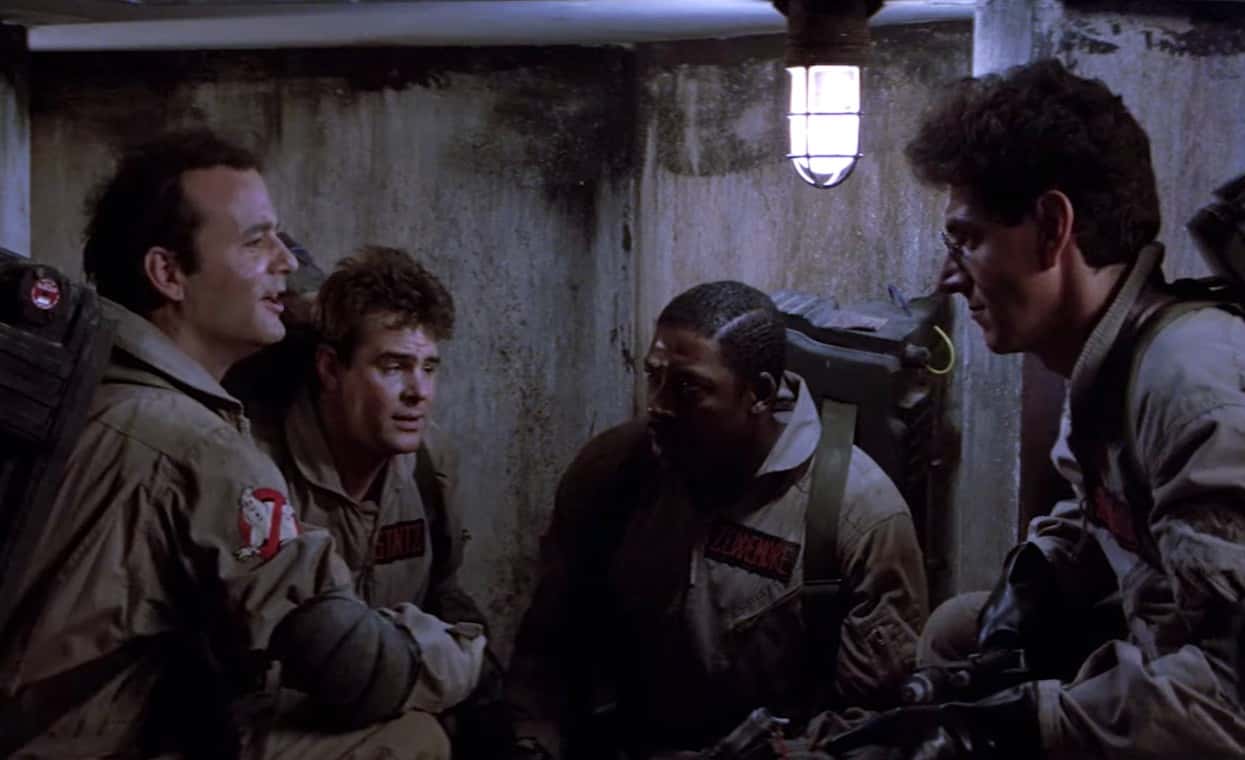 A visually captivating still taken from a pivotal moment in the film Ghostbusters (1984)