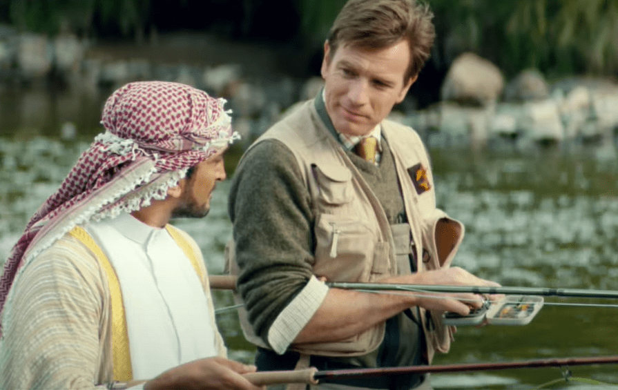 A visually captivating still taken from a pivotal moment in the film Salmon Fishing in Yemen (2011)