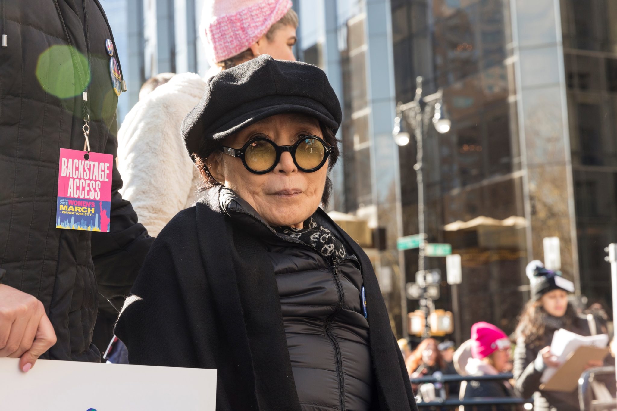 Yoko Ono attends women's march in New York at Central Park West