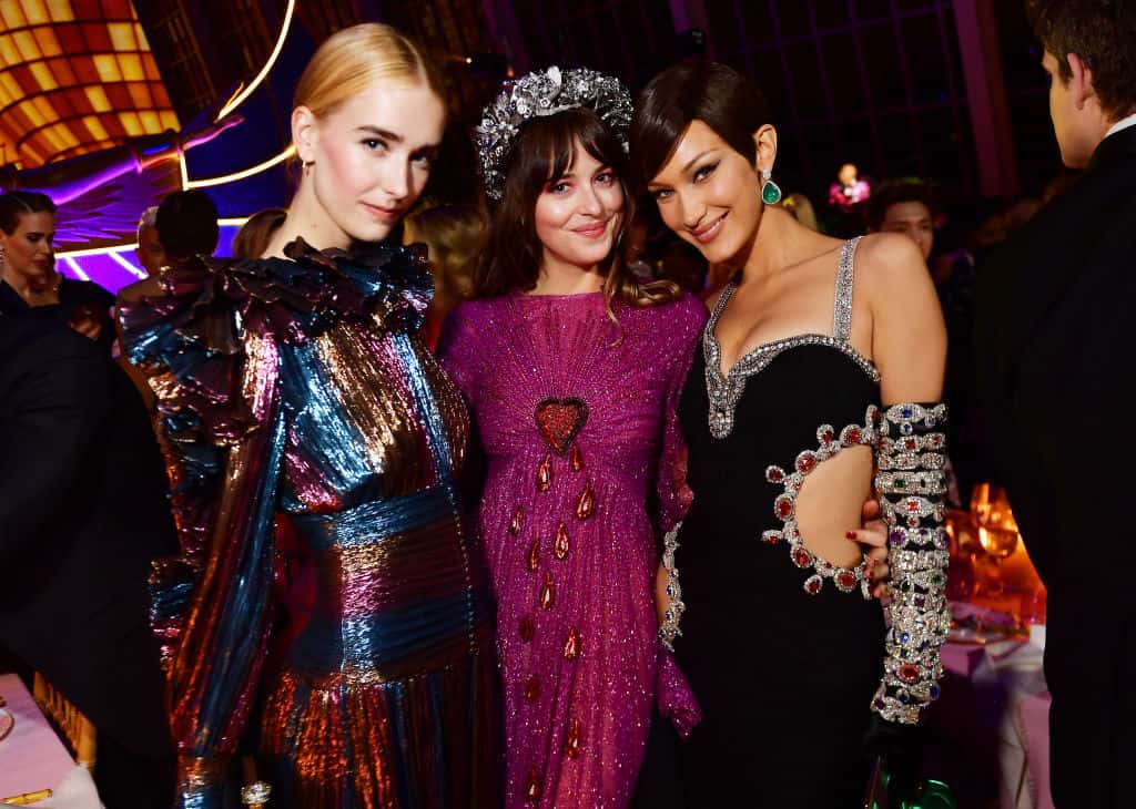 Grace Johnson, Dakota Johnson and Bella Hadid attend The 2019 Met Gala Celebrating Camp: Notes on Fashion
