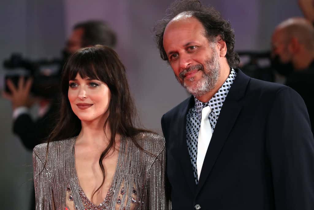 Dakota Johnson and Luca Guadagnino during the 78th Venice International Film Festival