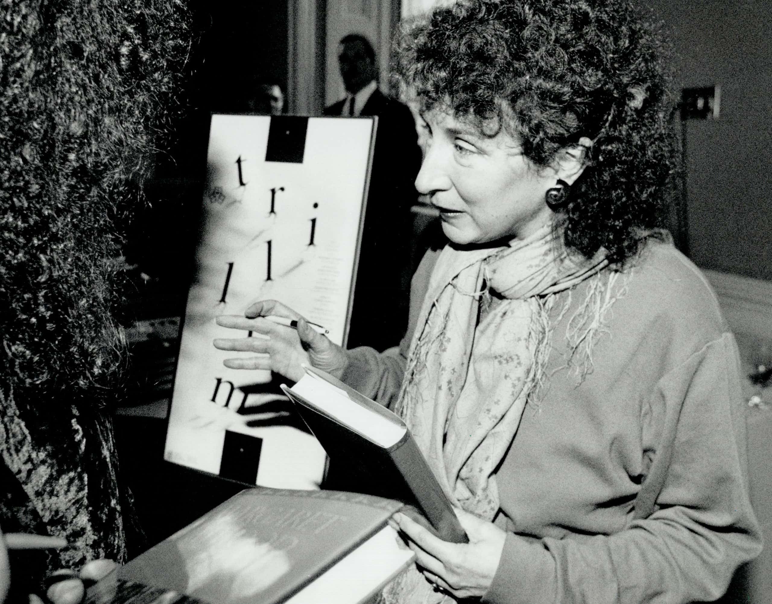 Author Margaret Atwood signs copies of her book Wilderness Tips